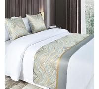 Chemins De Lit,ÉCharpe De Lit,Chemin De Lit Matelassé,Chemin De Lit HôTel Doux Qui Ne Se DéColore Pas,Pied De Lit Couvre-Lit De Couleur ContrastéE,pour La Maison Et L'HôTel