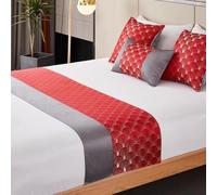 Chemins De Lit Et Couverture Assortie, Chemin De Lit Patchwork Saint-Jacques Jacquard Moderne Luxe Lit écharpe Hôtel Maison D’hôtes Literie Décor, Wine Red, 50x260cm Bed Runner