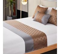 Chemins De Lit Et Couverture Assortie, Chemin De Lit Patchwork Saint-Jacques Jacquard Moderne Luxe Lit écharpe Hôtel Maison D’hôtes Literie Décor, Coffee, 50x180cm Bed Runner
