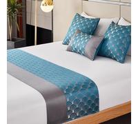 Chemins De Lit Et Couverture Assortie, Chemin De Lit Patchwork Saint-Jacques Jacquard Moderne Luxe Lit écharpe Hôtel Maison D’hôtes Literie Décor, Green, Pillowcase*1