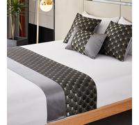 Chemins De Lit Et Couverture Assortie, Chemin De Lit Patchwork Saint-Jacques Jacquard Moderne Luxe Lit écharpe Hôtel Maison D’hôtes Literie Décor, Black, 50x260cm Bed Runner