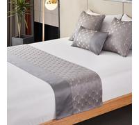 Chemins De Lit Et Couverture Assortie, Chemin De Lit Patchwork Saint-Jacques Jacquard Moderne Luxe Lit écharpe Hôtel Maison D’hôtes Literie Décor, Grey, Pillowcase*1