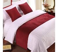 Chemins de lit pour très grand lit en velours doux décoratif, couvre-lit de luxe rouge, chemins de lit pour pied de lit, écharpe de lit, serviette d'extrémité de lit pour hôtel, chambre à coucher