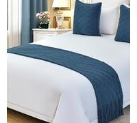 Chemins de lit tricotés de couleur unie, écharpes avec pompons, écharpe de lit tissée, couverture de lit Boho Queen, couvre-lit, serviette de lit douce sans décoloration,J-60*230CM(1.5m bed)