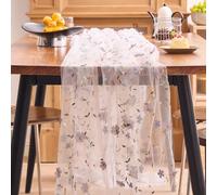 Chemins de Table Brodés 3D Fleurs Tulle Chemins de Table Brodés(75 * 180cm White-Gray)