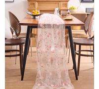 Chemins de Table Brodés 3D Fleurs Tulle Chemins de Table Brodés(75 * 300cm White-pink)