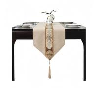 Chemins De Table Chemin De Table Rectangulaire Gris Zen Chinois Imperméable Et Résistant à l'huile - 33 X 240cm