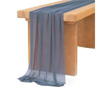 Chemins de Table en Étamine Chiffon White Table Runner Setting Semi-Sheer Dining Vintage Wedding Party Christmas Banquets Arches Decor(Dusty Blue,75x400cm)