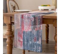 Chemins de Table Moderne Beige Gris Rouge Chemin de Table en Lin Chemin de Table Peinture Art Table à Manger Décor Tapis de Table pour Anniversaire Cadeau Fête de Mariage Noel Halloween 33x183cm