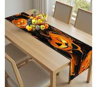 Chemins de Table pour Mariage et Fête Art Abstrait Citrouille Décoration de Table Peinture Fluide Éclaboussure d'encre 30x240cm Nappe Décorative Moderne Dessin Animé pour Anniversaire