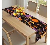 Chemins de Table pour Mariage et Fête Halloween Abstrait Décoration de Table Pop Art Sorcière 30x240cm Nappe Décorative Dessin Animé Balai pour Anniversaire