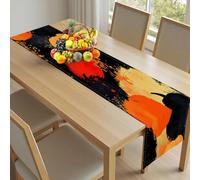 Chemins de Table pour Mariage et Fête Halloween Citrouille Décoration de Table Pop Art Or 30x240cm Nappe Décorative Peinture Éclaboussure d'encre pour Anniversaire