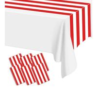 Chemins de table rayés rouge et blanc, 35,6 x 274,3 cm, jetables, décoration anniversaire, mariage, cirque