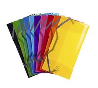 Chemise 3 rabats à élastiques - EXACOMPTA - IDERAMA PP - PP 5/10e - 23,5x12 cm - Lot de 10 (couleurs assorties)