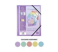 EXACOMPTA Chemise à élastiques 3 rabats polypropylène Kreacover Pastel - A4 - Couleurs assorties