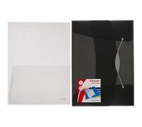 Chemise 3 rabats Vivida | PP | Capacité 150 feuilles A4 | Noir | 624043 + Chemises double poche transparentes x5 | 180 microns | Ouverture 2 côtés | Classement et Présentation | Transparente | 17324