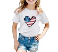 Chemise 86 Garçon Casual T-Shirt Mode Col Rond Lettres Imprimées pour Enfants Manches Courtes (1 Année 13 Ans) Blouse Blanche Fille 146, Blanc., 8-9 ans