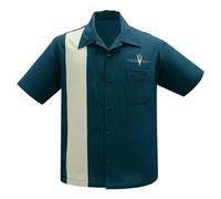 Chemise À Boutons Rockabilly Teal Stone V8 Classique De Steady Clothing ST35613