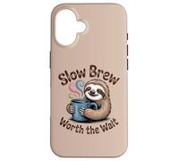 Chemise à café Slow Brew Worth The Wait Sloth Coque pour iPhone 16