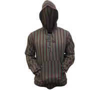 Chemise à capuche - Dharke Grandpa - Coton 100% - Rayures multicolores vert mix - Manches longues homme M M