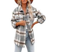 Chemise à carreaux à manches longues pour femme, veste à carreaux en polaire pour femme, chemise à carreaux, chemise en flanelle, chemise de bûcheron, chemisier surdimensionné, manteau boutonné, kaki,