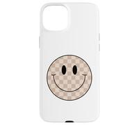 Chemise à Carreaux avec Visage Souriant et Visage Souriant Coque pour iPhone 15 Plus