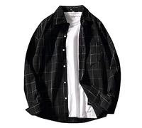 Chemise à carreaux doublée en polaire pour homme - Chemise d'hiver à manches longues - Veste thermique matelassée doublée - Veste d'hiver, Noir , XXXL