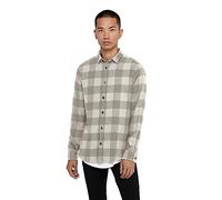 Only & Sons Chemise à Carreaux en Flanelle à Manches Longues, Coupe Slim et Loisirs en Coton ONSGUDMUND, Couleurs:Blanc, Taille:L