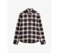 Superdry Merchant Linen Check Long Sleeve Shirt Bleu,Gris L Homme