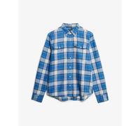 Superdry Merchant Linen Check Long Sleeve Shirt Bleu M Homme