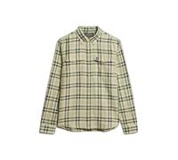 Superdry Merchant Linen Check Long Sleeve Shirt Vert XL Homme