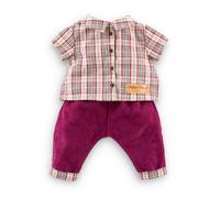 Chemise à carreaux & pantalon petit explorateur pour poupon 30 cm bordeaux TU