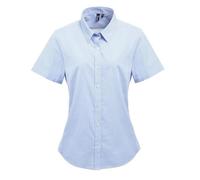 Chemise à carreaux - PREMIER - PR321 - 100% coton - Manches courtes - Bleu clair XS