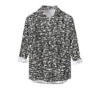 Chemise À Col De Support Bouton d'halloween, Tête Citrouille Funky Fête Monstre Fantôme Mode Et Confort Crâne Adulte Grande Taille Casual Manches Longues Boutonnée Chemises pour Dansante Soirée