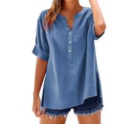 Chemise à col montant à manches longues pour femme | Chemise en coton uni Cold Gear - Chaud et doux - Haut décontracté pour femme par temps froid, bleu ciel, S