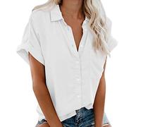 Chemise à Col Revers à Manches Courtes Et Décontractée pour Femme Tee Shirt De Sport Court Couleur Confortabletunique Chemisier Hauts Casual Blouse Chic Et élégant Grande Taille