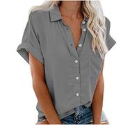 Chemise à Col Revers à Manches Courtes Et Décontractée pour Femme Tee Shirt De Sport Court Couleur Confortabletunique Chemisier Hauts Casual Blouse Chic Et élégant Grande Taille