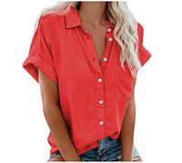 Chemise à Col Revers à Manches Courtes Et Décontractée pour Femme Tee Shirt De Sport Court Couleur Confortabletunique Chemisier Hauts Casual Blouse Chic Et élégant Grande Taille