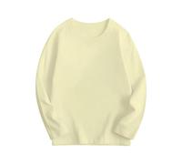 Chemise à col rond et manches longues pour fille - Matériau en coton côtelé tricoté, coupe ajustée, t-shirt léger pour les garçons, doux pour un confort tout au long de la journée (beige, 11 à 12 ans)