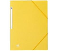 Oxford Chemise à élastique 3 rabats 24 x 32 cm dos 3 cm jaune Lot de 10