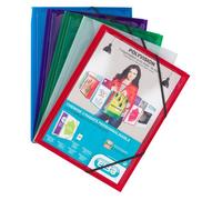 Chemise à élastique 3 rabats plastique personnalisable Elba 24 x 32 cm dos 1,5 cm couleurs assorties - Lot de 20