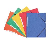 Exacompta - Réf. 55410E - Paquet de 10 chemises à élastiques sans rabat - pochettes en carte lustrée 355 g/m² - dimensions 24 x 32 cm pour documents au format A4 - 5 couleurs assorties