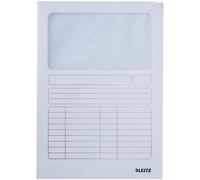 LEITZ 39500301 - Dosiers de cartón con ventanilla apertura lado derecho y superior DIN A4 color blanco
