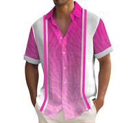 Chemise a Fleur Homme Manches Courtes Bouton Chemisette Homme Respirant Été Unie Chemise Revers De Plage Col Revers Coupe Ajustée Henley Shirt Vêtements Grande Taille