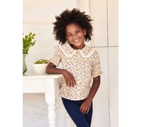 VERTBAUDET Chemise à Fleurs col Claudine Fille Manches Courtes écru 14A
