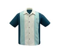 Chemise À Manches Courtes Bowling Teal Atomic Mad Men Rockabilly ST35309