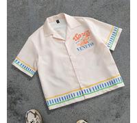 Chemise à manches courtes de style vacances d'été pour hommes, décontractée, plage, chemise à manches courtes pour villégiature à Hawaï L,M,S,XLgraphique,LettresTissu tissé