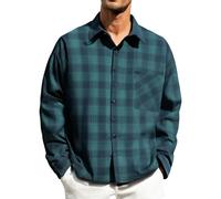 Chemise à manches courtes en velours côtelé pour homme - Confortable - Imprimé, Vert, XL