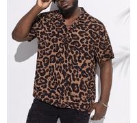 Chemise à manches courtes imprimé léopard grande taille pour hommes, boutonnée, graphique colorée, chemise décontractée pour sortir, vacances, cadeaux pour la fête des pères 1XL,2XL,3XL,4XL,5XL,6XLImp