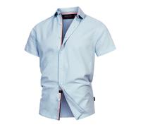 Indicode INMaribo Chemise à manches courtes en seersucker | Chemise à rayures pour homme, Sky Way., XXL